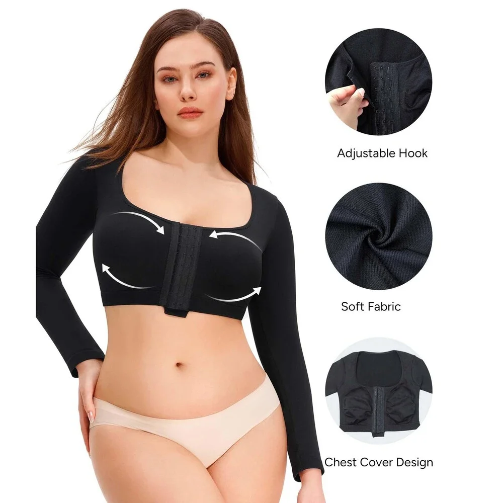 Nebility Women's Arm Compression Sleeve Shaper Post Surgery Front Closure XL